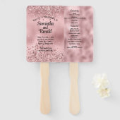 Éventail Élégant programme de mariage Faux Rose Parties sci (Devant et derrière)