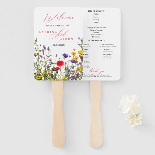 Éventail Élégant programme de mariage Fleur Fleur Fleur Fle (Devant et derrière)