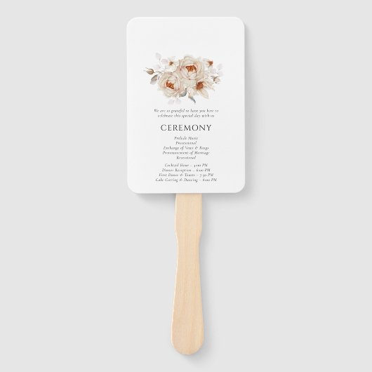 Éventail Élégant programme de mariage floral (Devant)