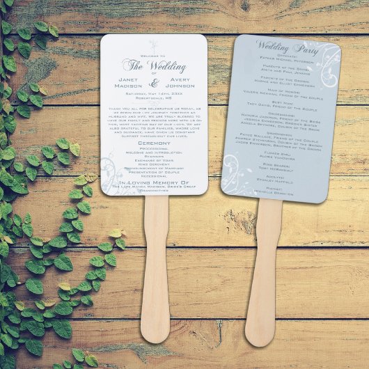 Éventail Élégant Programme de Mariage Floral Bleu Clair