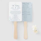 Éventail Élégant Programme de Mariage Floral Bleu Clair (Devant et derrière)