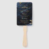Éventail Élégant programme de mariage floral en agate bleu (Devant)