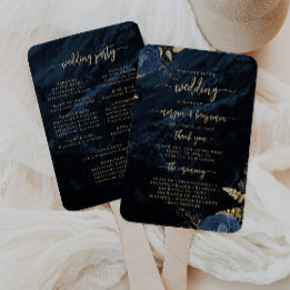 Éventail Élégant programme de mariage floral en agate bleu