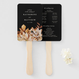 Éventail Élégant programme de mariage floral noir automne
