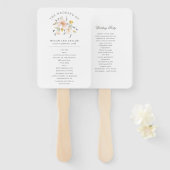 Éventail Élégant programme de mariage floral rose rose (Devant et derrière)