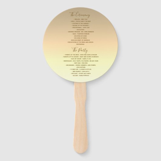 Éventail Élégant programme de mariage Gold (Dos)