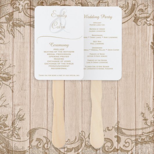 Éventail Élégant programme de mariage Gold