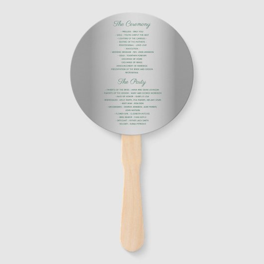 Éventail Élégant programme de mariage gris (Dos)