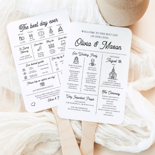 Éventail Élégant Programme de Mariage Infographique Moderne