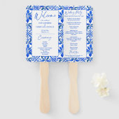 Éventail Élégant programme de mariage mexicain Talavera ble (Devant et derrière)