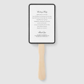 Éventail Élégant Programme de Mariage Monogramme Noir Blanc (Dos)