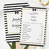 Éventail Élégant programme de mariage noir blanc rayures or
