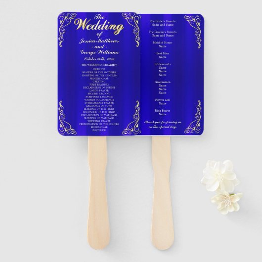 Éventail Élégant programme de mariage régal de typographie  (Devant et derrière)