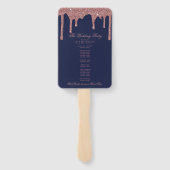 Éventail Élégant programme de mariage Rose d'or bleu marine (Dos)