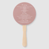 Éventail Élégant programme de mariage rose Dusty moderne (Dos)