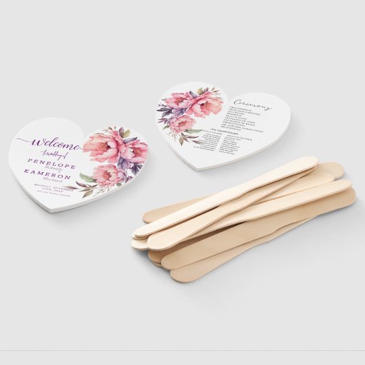 Éventail Élégant programme de mariage rose rose rose violet (Non-assemblé)
