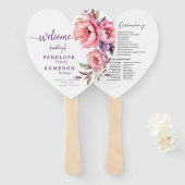 Éventail Élégant programme de mariage rose rose rose violet (Devant et derrière)