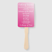 Éventail Élégant programme de mariage rose vif (Devant)