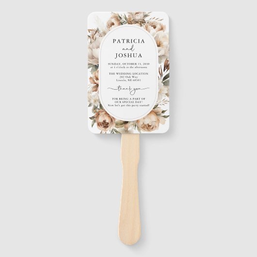 Éventail Élégant programme de mariage rustique Boho (Devant)