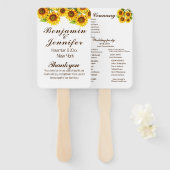 Éventail Élégant programme de mariage rustique de tournesol (Devant et derrière)
