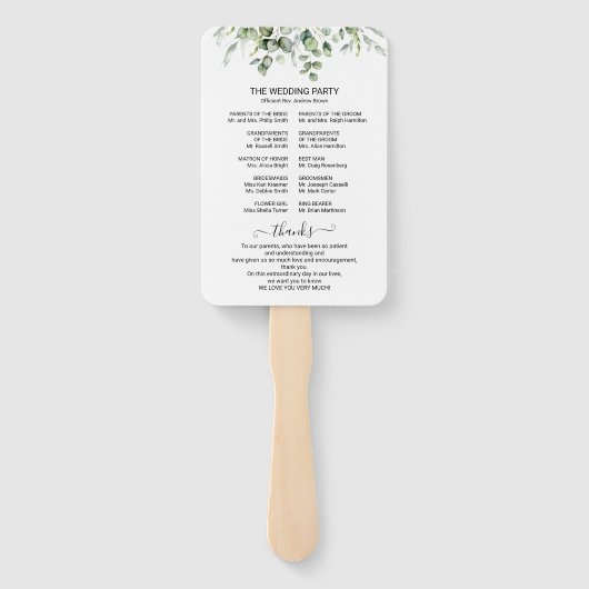 Éventail Élégant programme de mariage verdoyant Ventilateur (Dos)