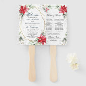 Éventail Élégant programme de mariage vert de la pousada ro (Devant et derrière)