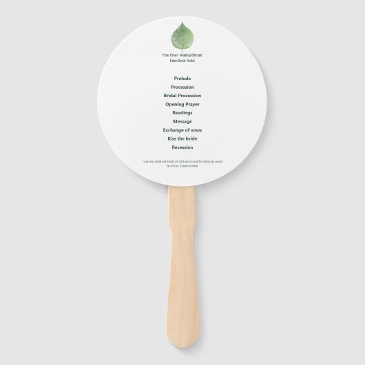 Éventail Élégant programme de mariage vert Eucalyptus feuil (Dos)