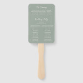 Éventail Élégant programme de mariage vert sauge moderne (Dos)