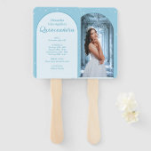 Éventail Élégant programme de photo de Quinceañera bleu cla (Devant et derrière)