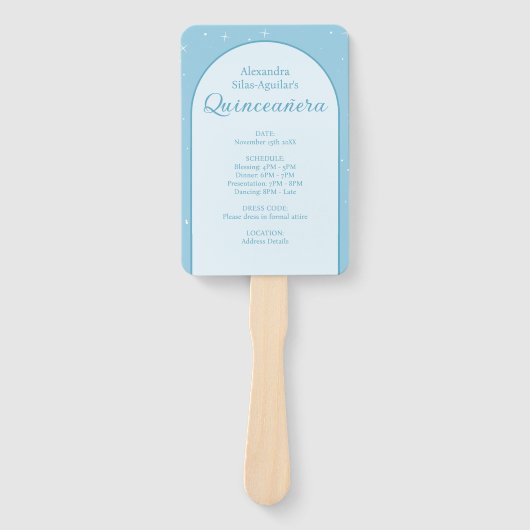 Éventail Élégant Programme de Photos de Quinceañera Bleu Cl (Devant)