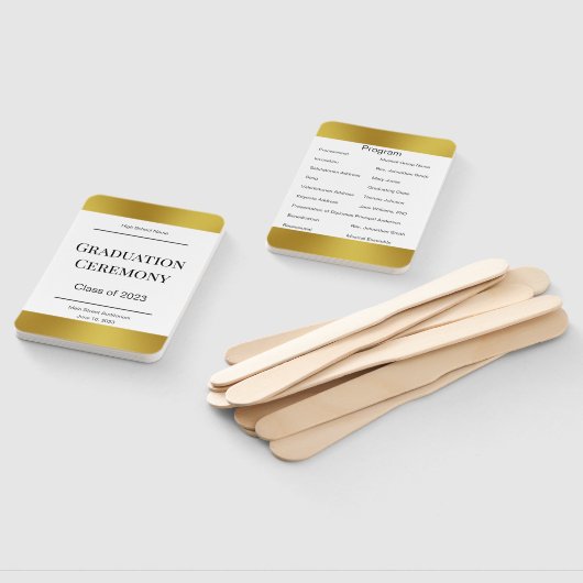 Éventail Élégant programme d'études noir blanc et or (Non-assemblé)