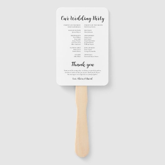 Éventail Élégant Programme du Mariage Jour le Plus Beau de  (Dos)