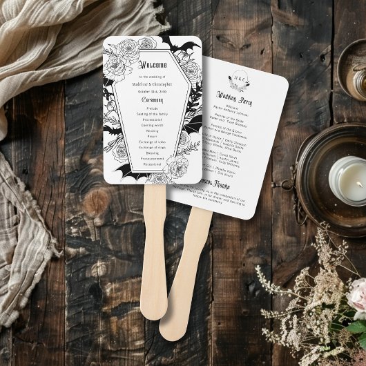 Éventail Élégant programme gothique de mariage de café flor
