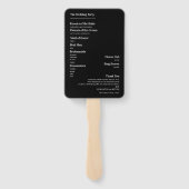 Éventail Élégant programme minimaliste de mariage noir blan (Dos)