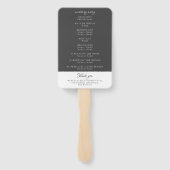 Éventail Élégant programme moderne de mariage gris (Dos)