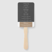 Éventail Élégant programme moderne de mariage gris beige (Dos)