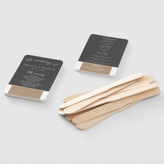 Éventail Élégant programme moderne de mariage gris beige (Non-assemblé)