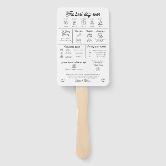 Éventail Élégant programme moderne de mariage infographique (Dos)