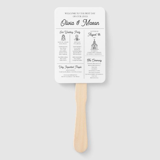 Éventail Élégant programme moderne de mariage infographique (Devant)