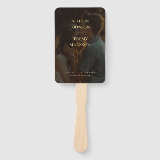 Éventail Élégant programme moderne de mariage photo or (Devant)