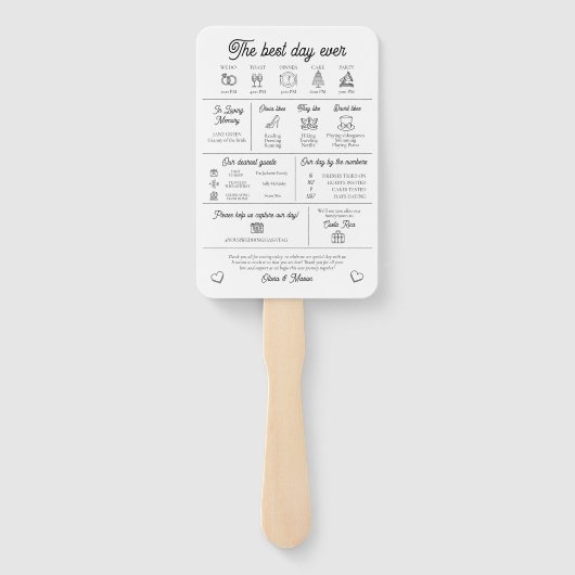 Éventail Élégant programme moderne unique de mariage infogr (Dos)