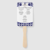 Éventail Élégant programme Navy Blue Mariage damassé (Dos)