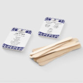 Éventail Élégant programme Navy Blue Mariage damassé (Non-assemblé)