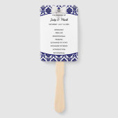 Éventail Élégant programme Navy Blue Mariage damassé (Devant)