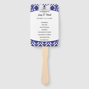 Éventail Élégant programme Royal Blue Mariage damassé