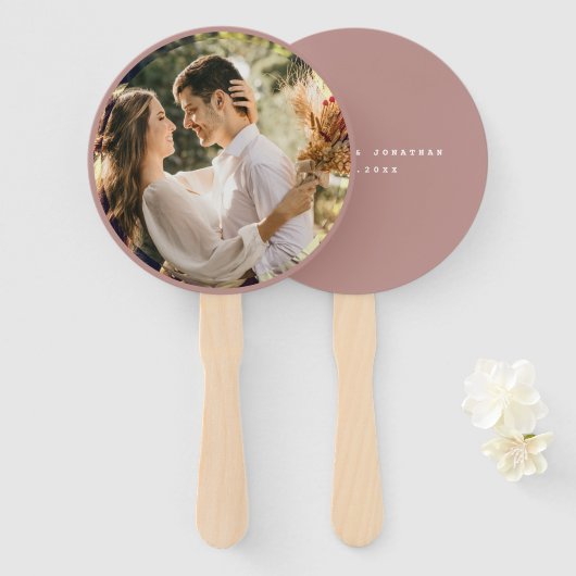 Éventail Élégant Rose Dusty Blush Neutral Mariage Photo (Devant et derrière)