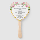 Éventail Élégant Rose Floral Gold Rose forme coeur (Dos)