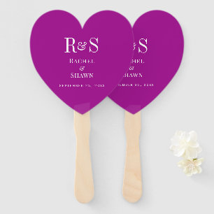 Éventail Élégant rose foncé Chic moderne Mariage Monogramme