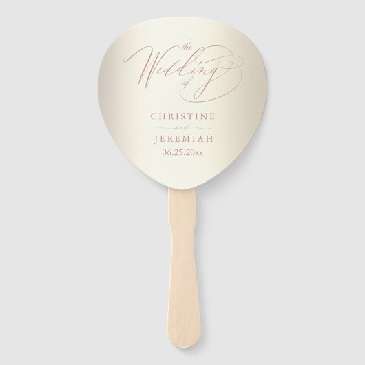 Éventail Élégant Rose Gold Script Mariage brillant Champagn (Devant)