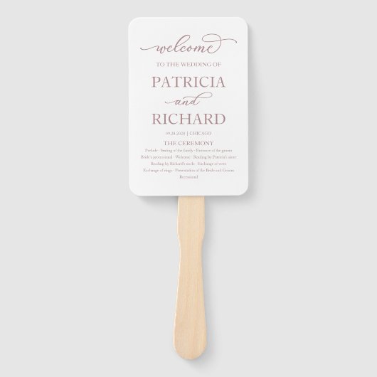 Éventail Élégant Rose Gold Script programme de mariage vent (Devant)